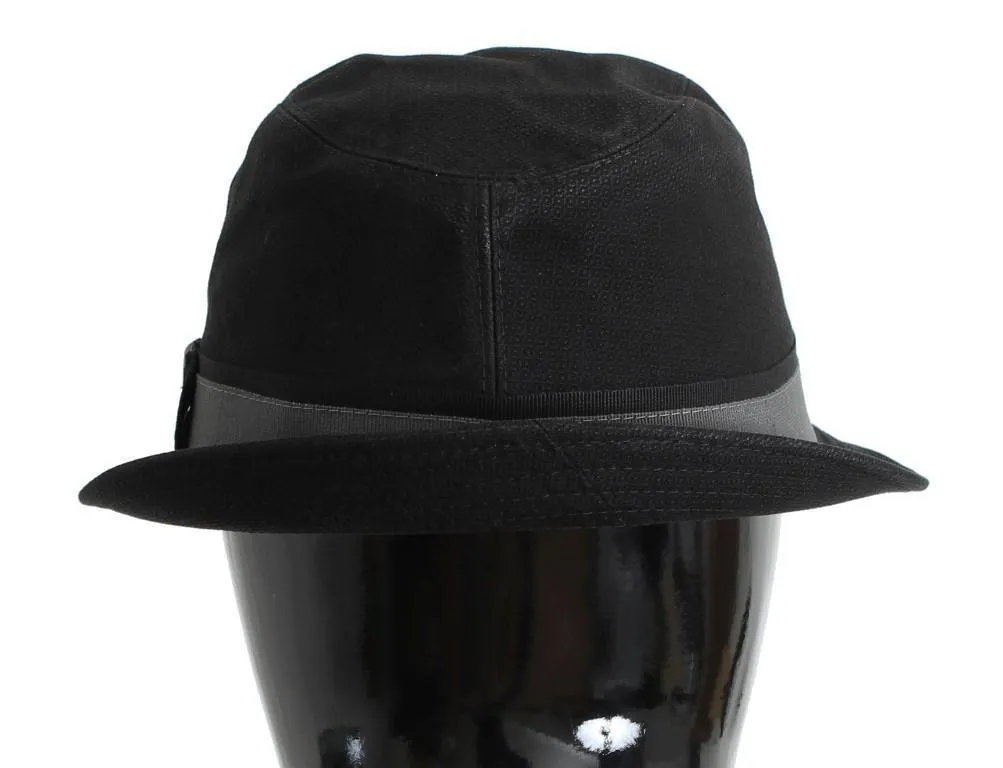 Black Gray Cotton Fedora Trilby Hat