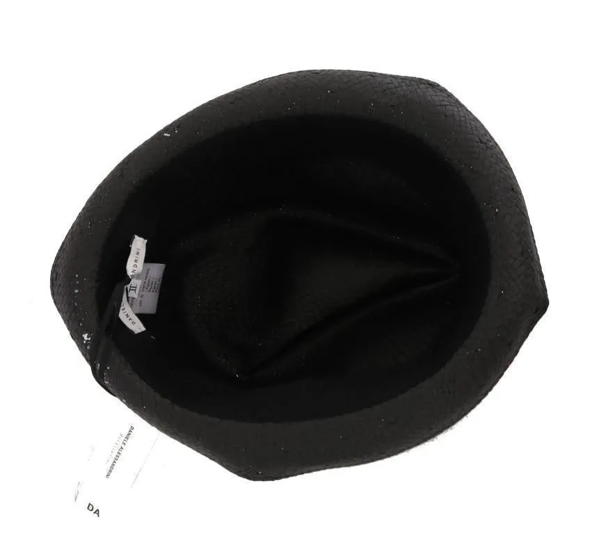 Black Paper Fiber Woven Trilby Hat