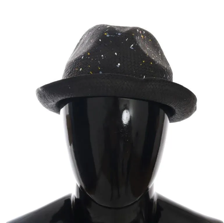 Black Paper Fiber Woven Trilby Hat