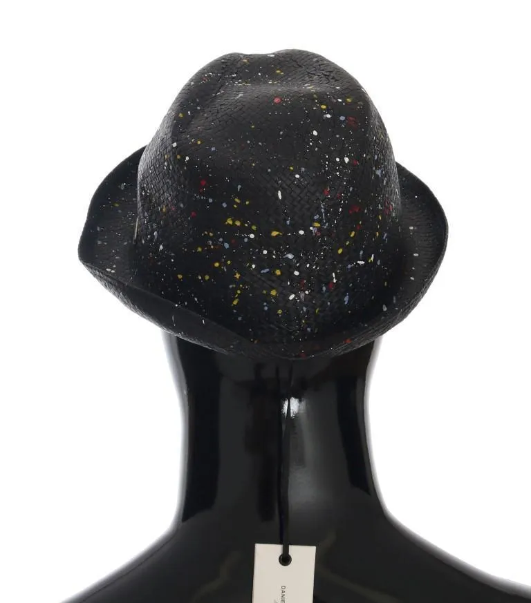 Black Paper Fiber Woven Trilby Hat