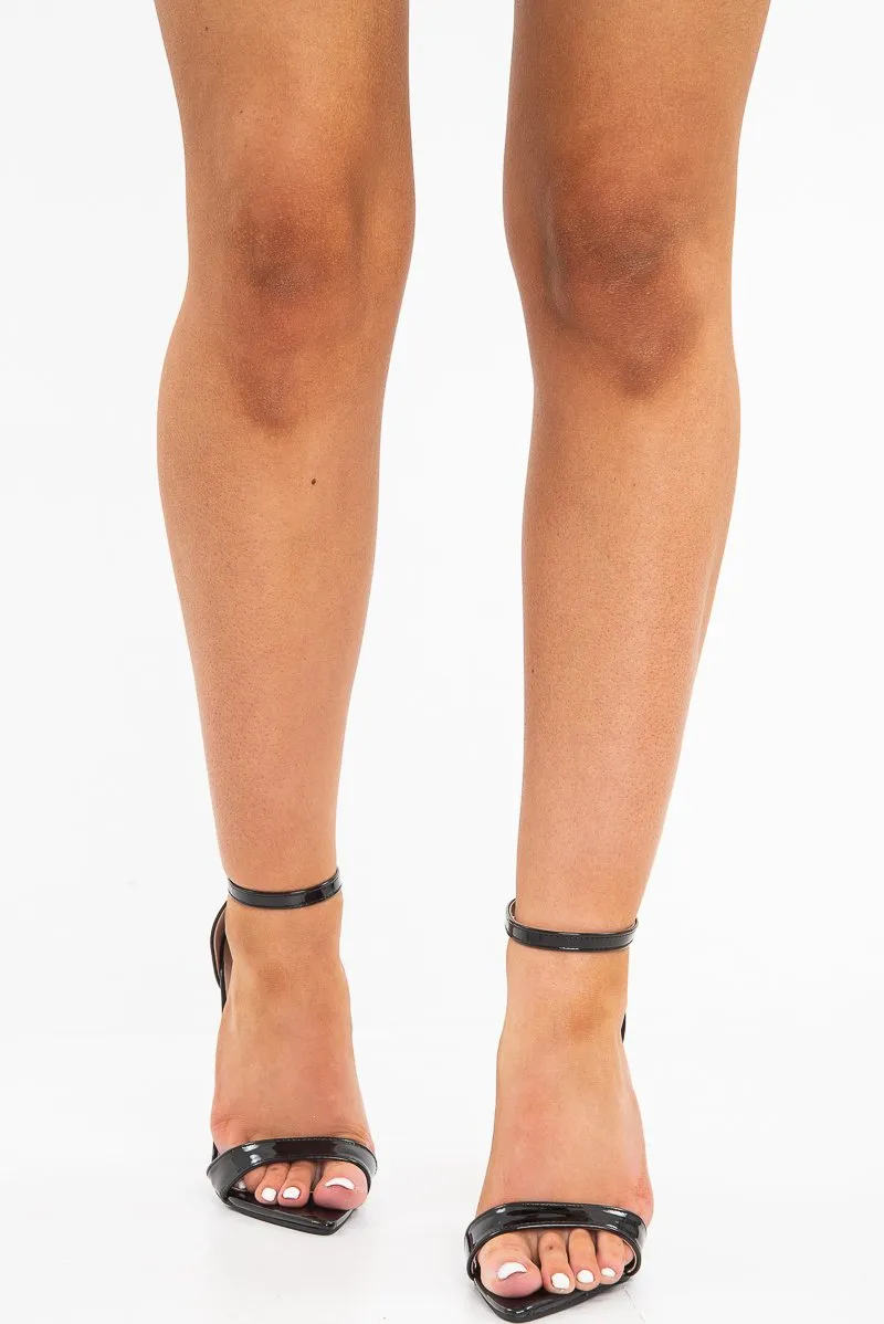 Black Patent Pointed Toe Barely There Heels - Berklee