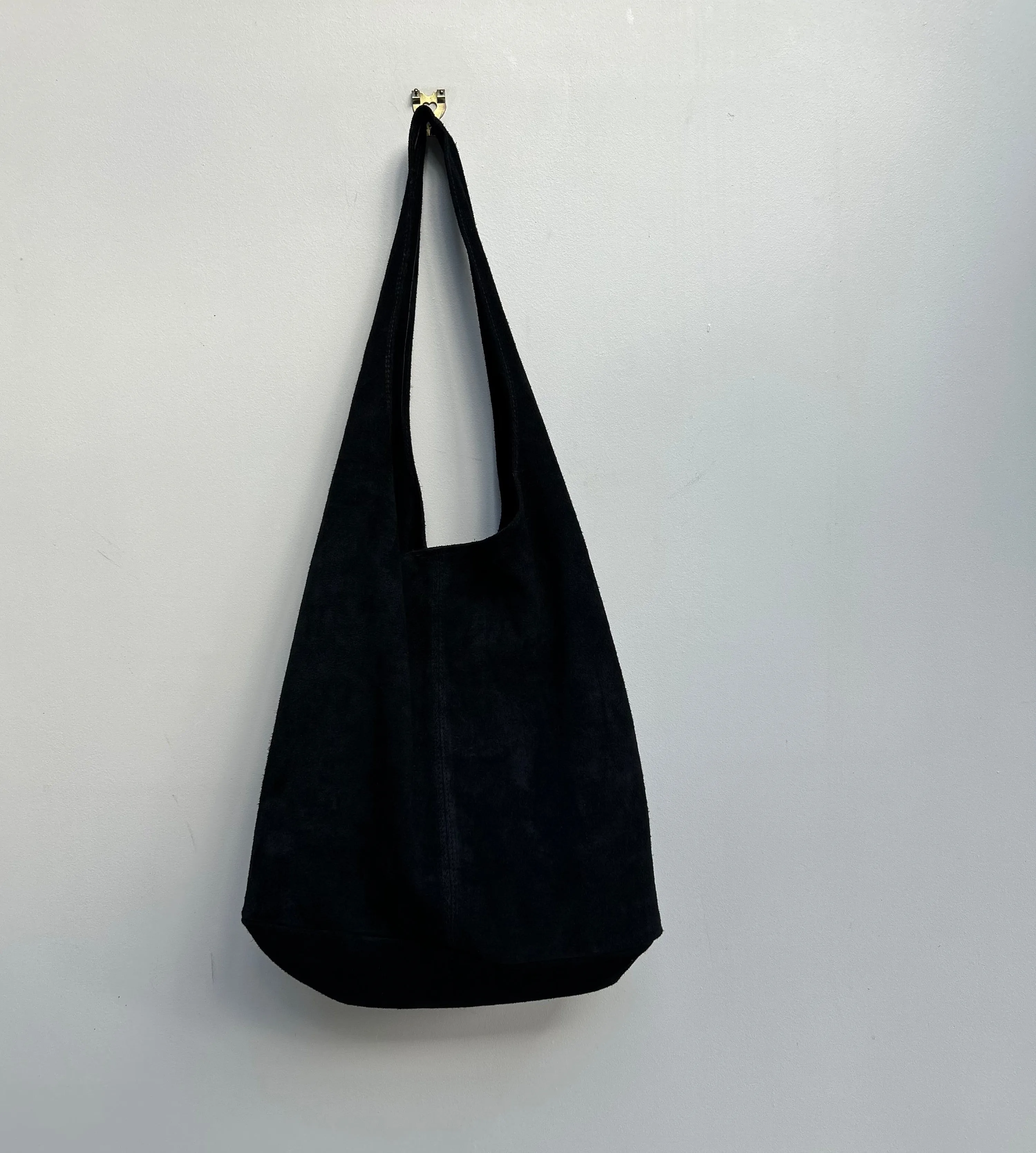 Black Suede Slouchy Tote
