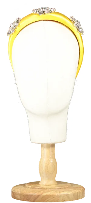 Blumarine Yellow Satin Diamante Embellished Headband One Size