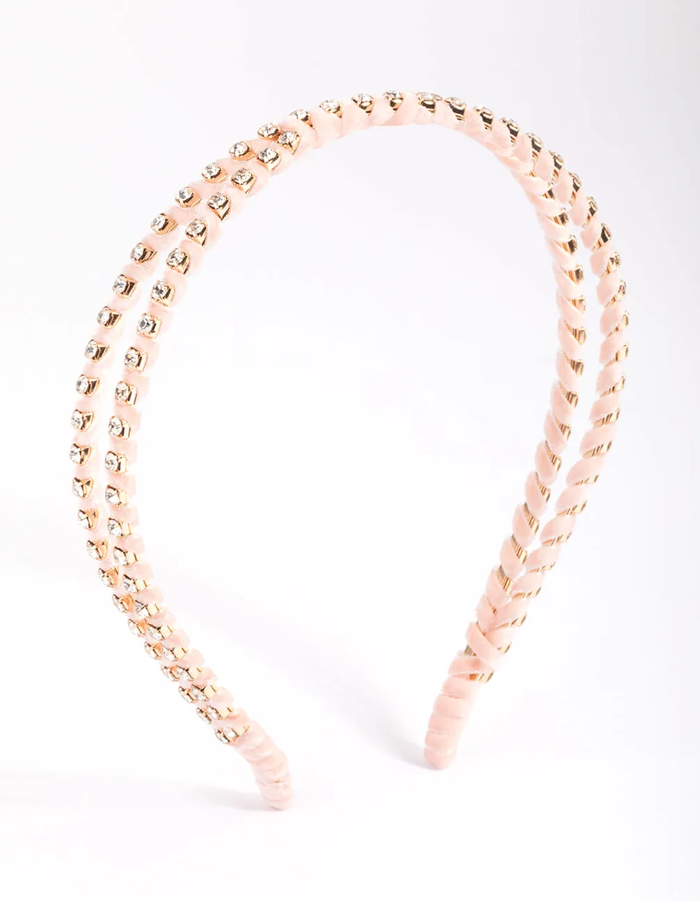 Blush Diamante Crossover Headband