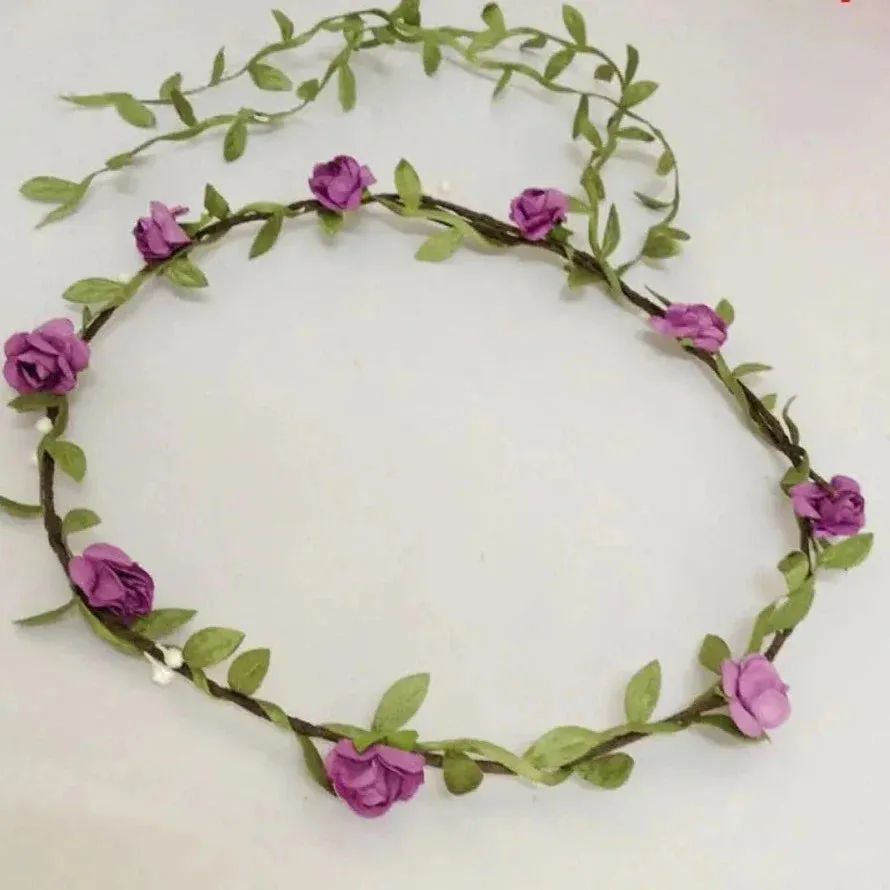 Bohemian Flower Headbands For Bride Crown Hair Band Wedding Floral Headband Garland Girl Flower Wreath Hair Accessories