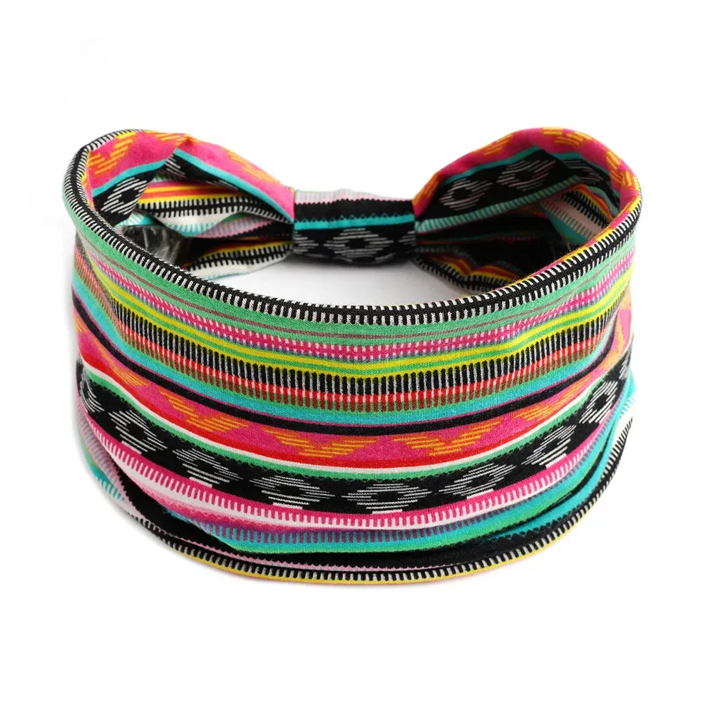Bohemian Wide Cotton Stretch Headbands