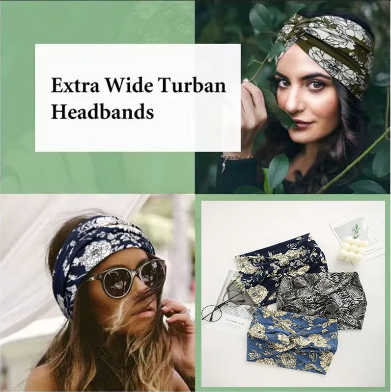 Boho Knotted Headbands for Women - Wide Non-Slip Elastic Hair Bands for Yoga, Workout, Running, and Sports