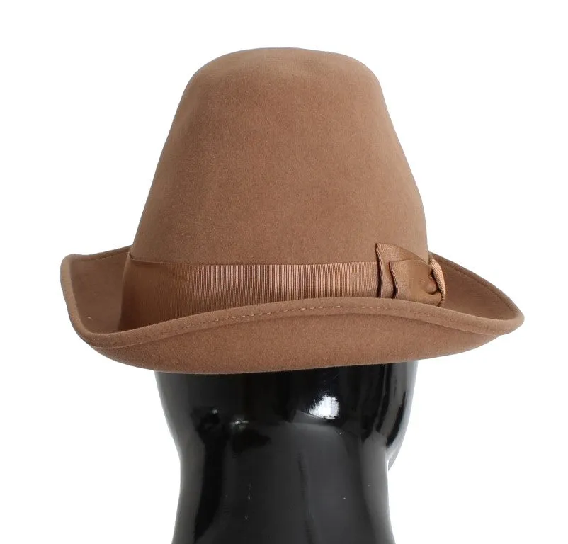 Brown Rabbit Fur Felt Trilby Brim Hat