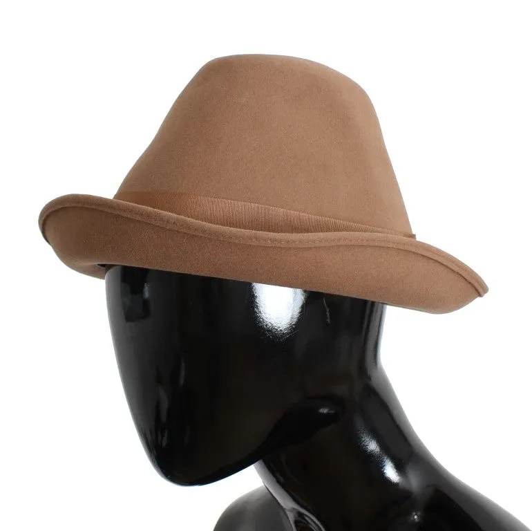 Brown Rabbit Fur Felt Trilby Brim Hat