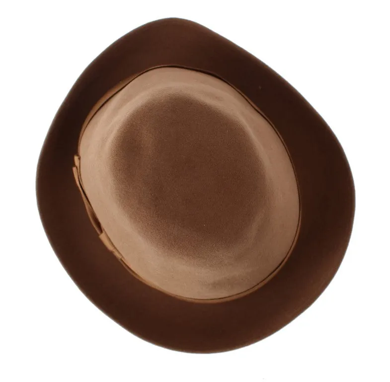 Brown Rabbit Fur Felt Trilby Brim Hat