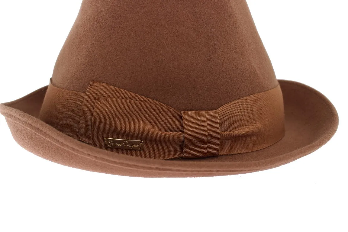 Brown Rabbit Fur Felt Trilby Brim Hat