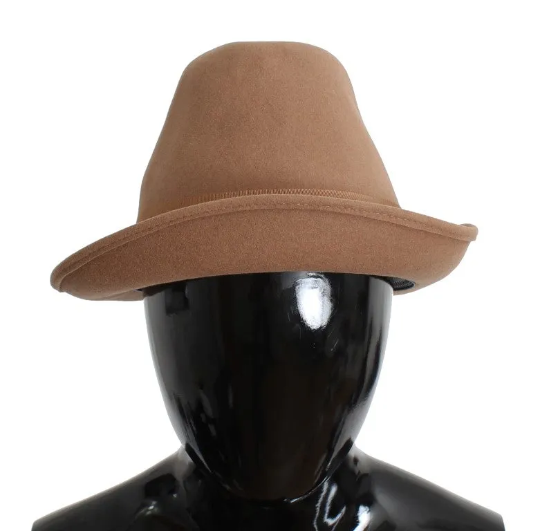Brown Rabbit Fur Felt Trilby Brim Hat
