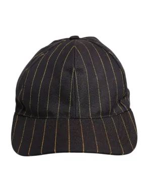Brown Stripes Cotton 6 Panels Baseball Cap