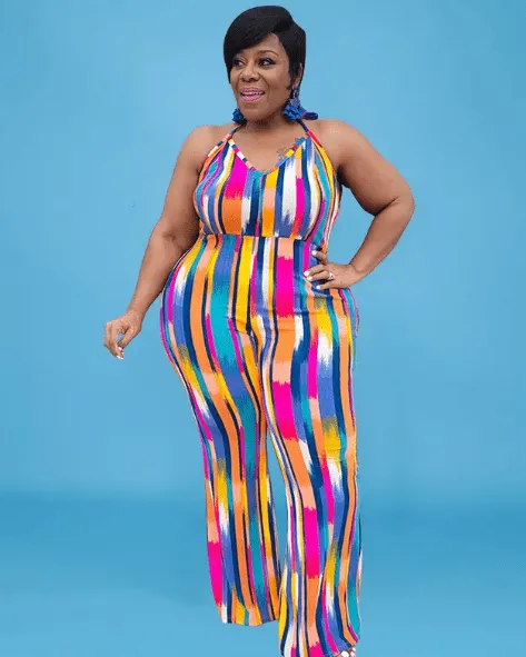 Callie Plus Size Printed Halter Open Back Wide Leg Jumpsuit