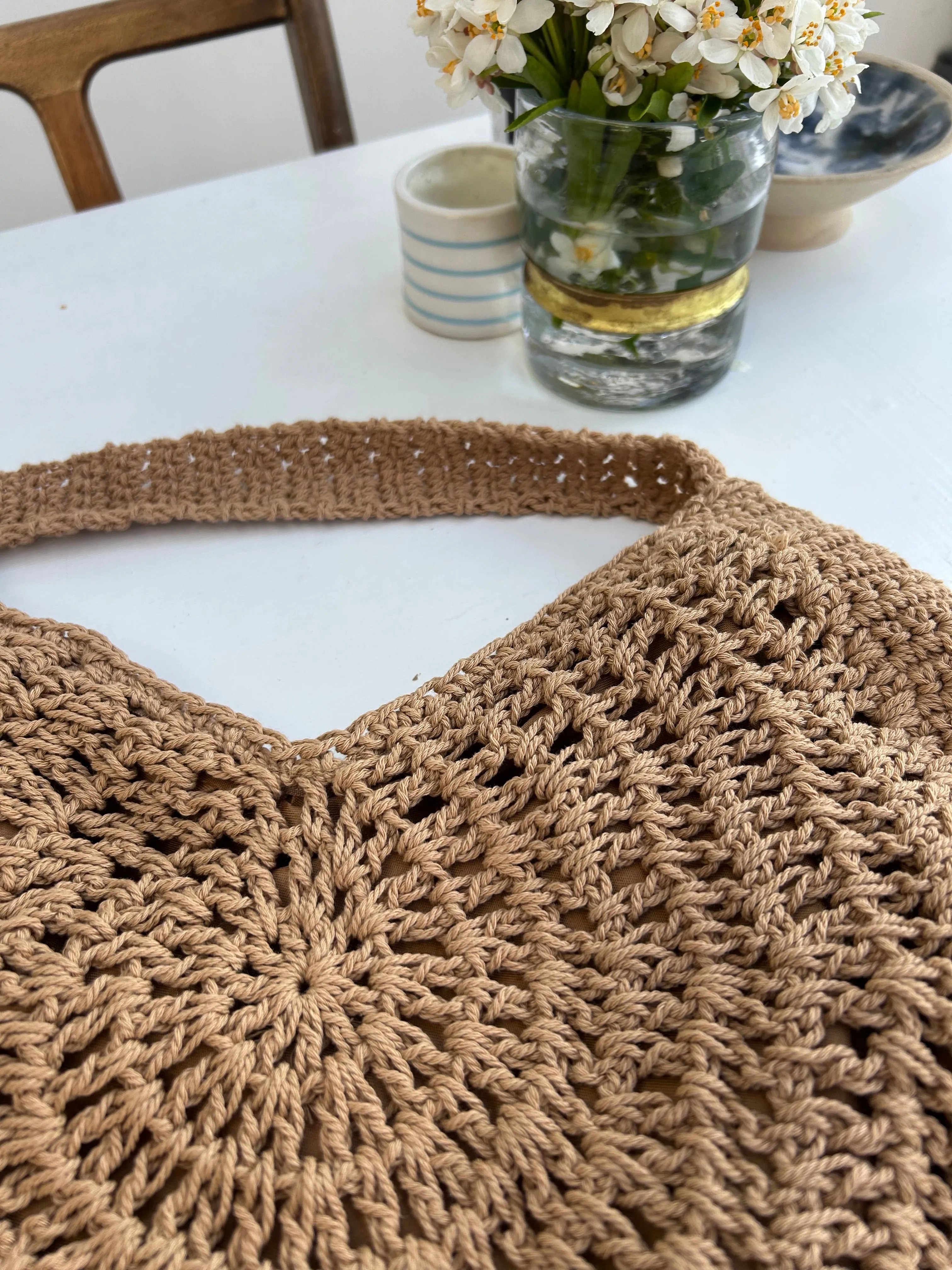 Camel Crochet Circle Bag