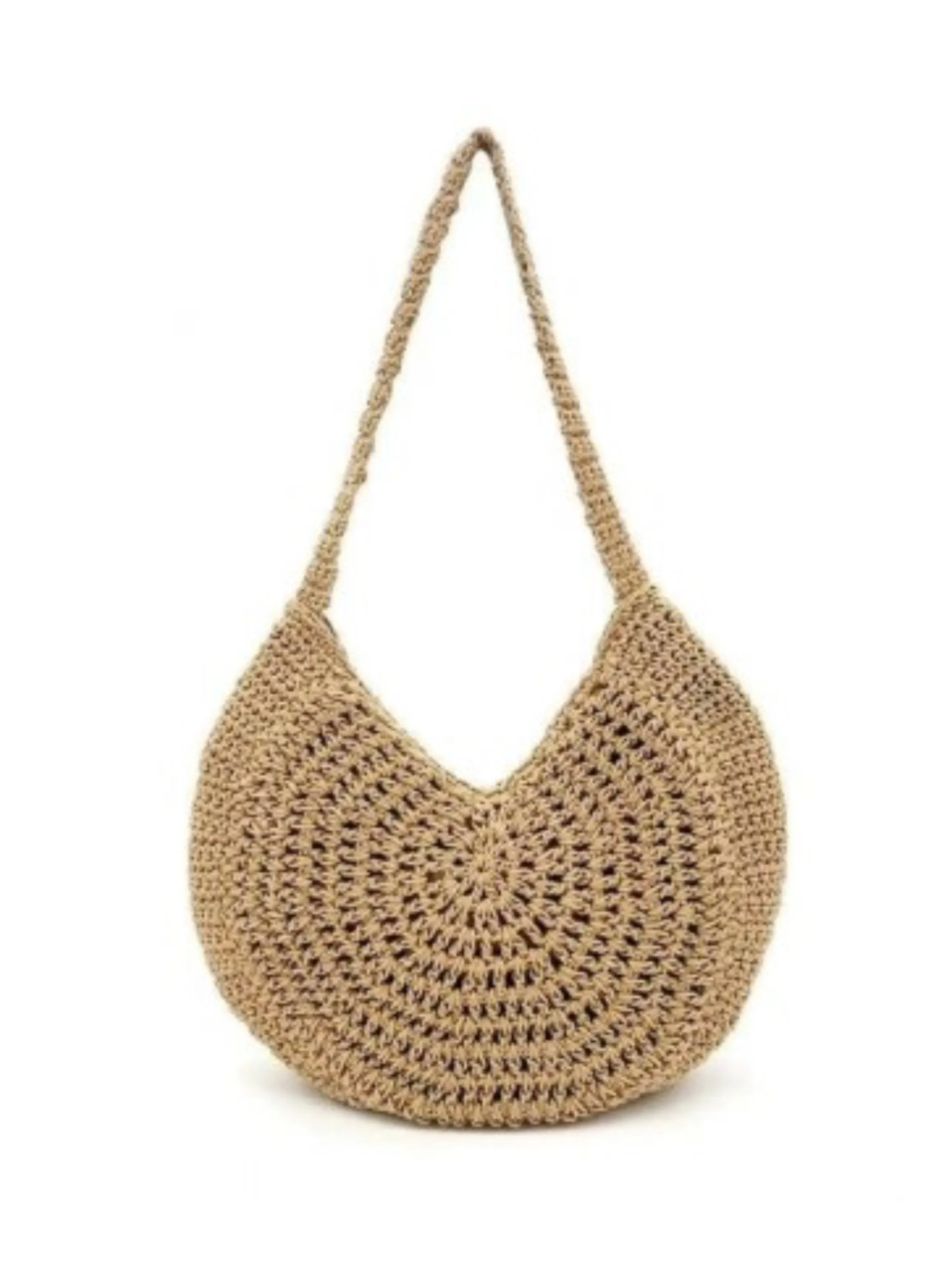 Camel Crochet Circle Bag