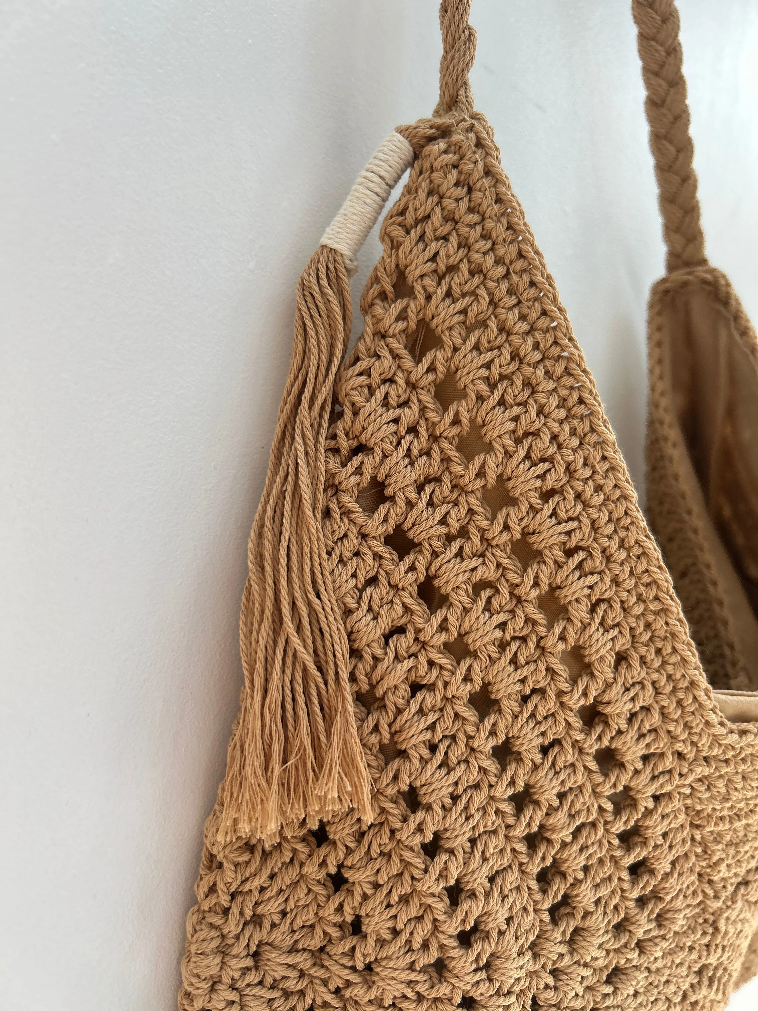 Camel Crochet Hobo Bag