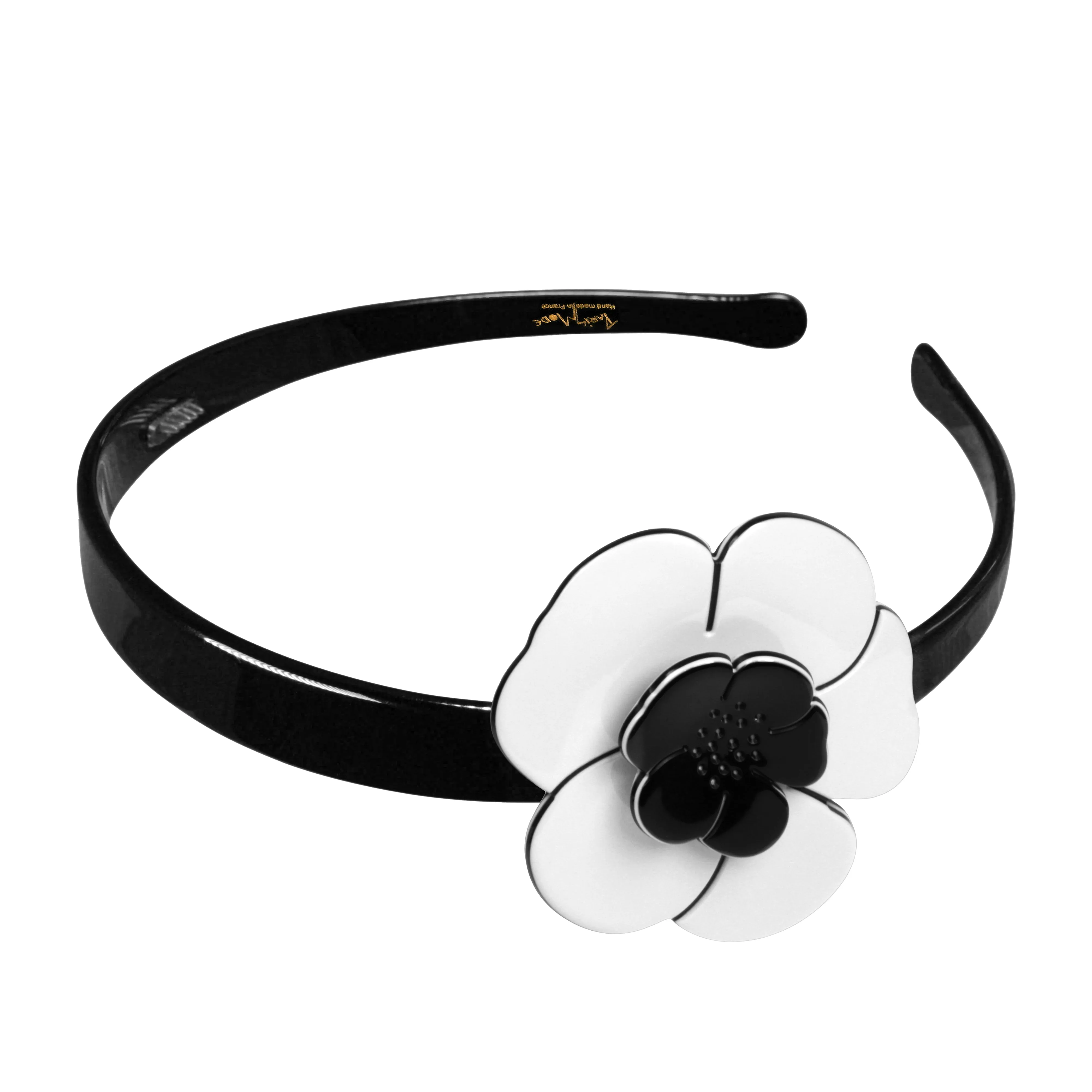 Camellia Singular White Black Alice Band