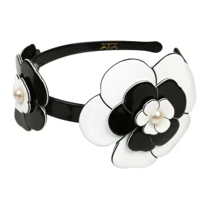Camellia Triple Pearl White Black Alice Band