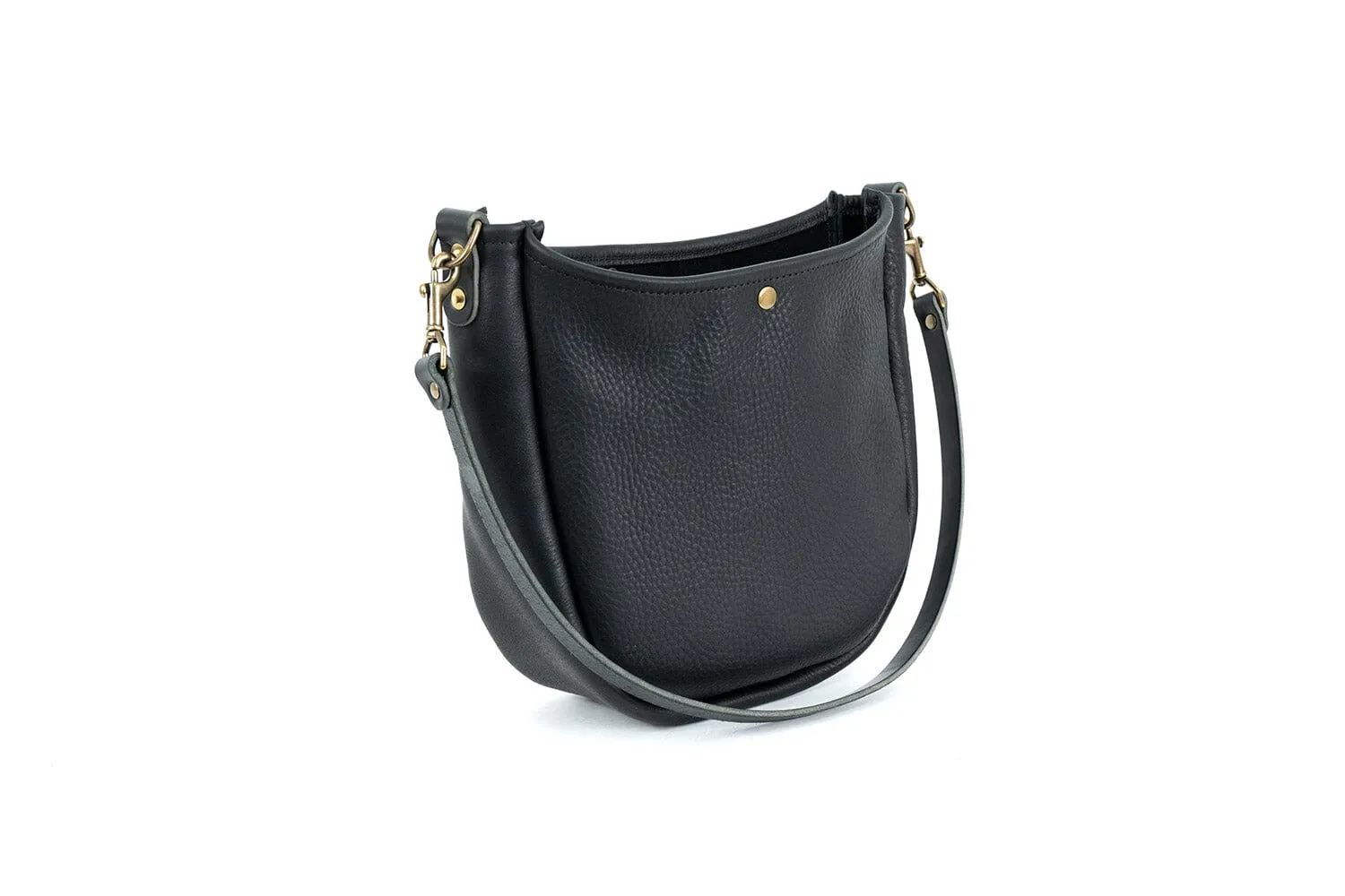 CELESTE LEATHER HOBO BAG - BLACK