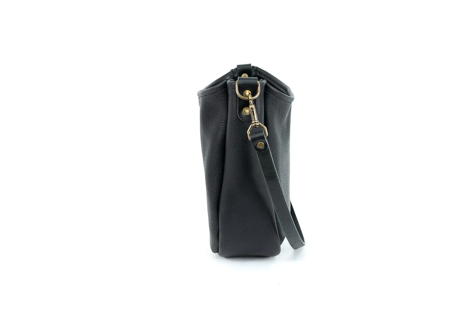 CELESTE LEATHER HOBO BAG - BLACK