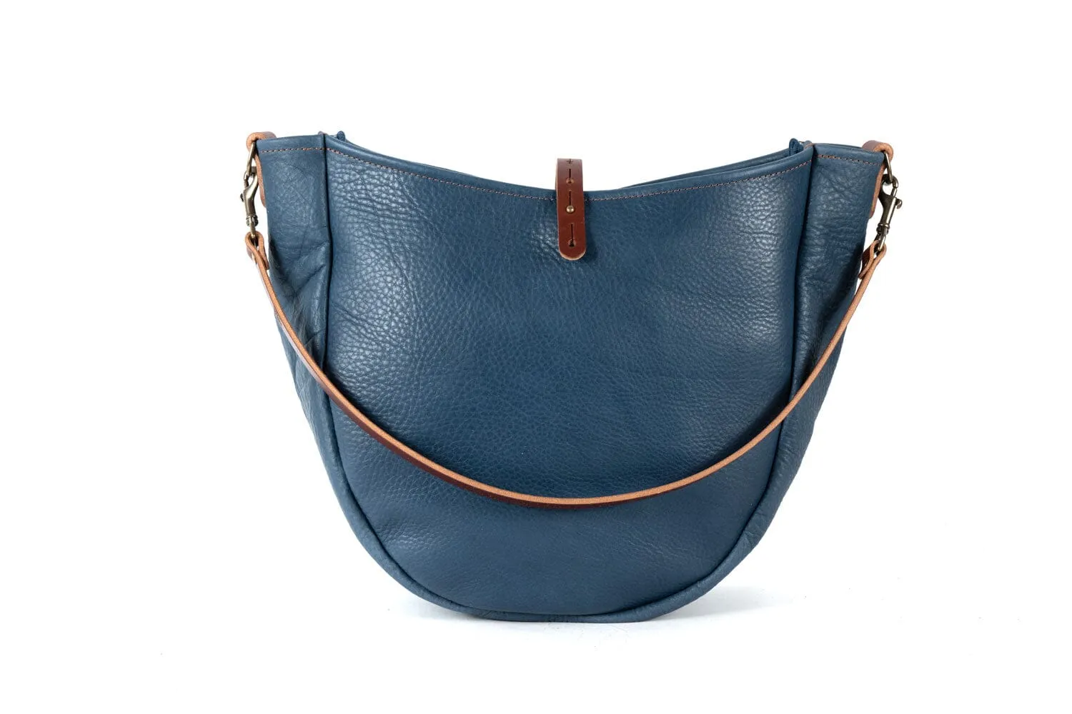 CELESTE LEATHER HOBO BAG - LARGE - SMOKEY BLUE