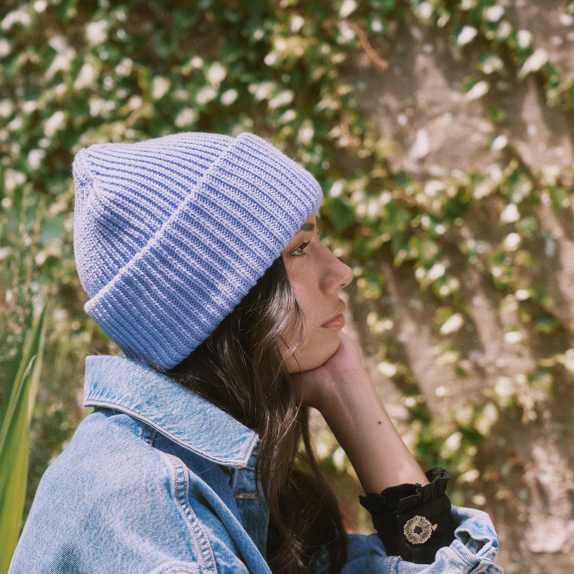 Celisa Recycled Polyester Beanie in Sky Blur
