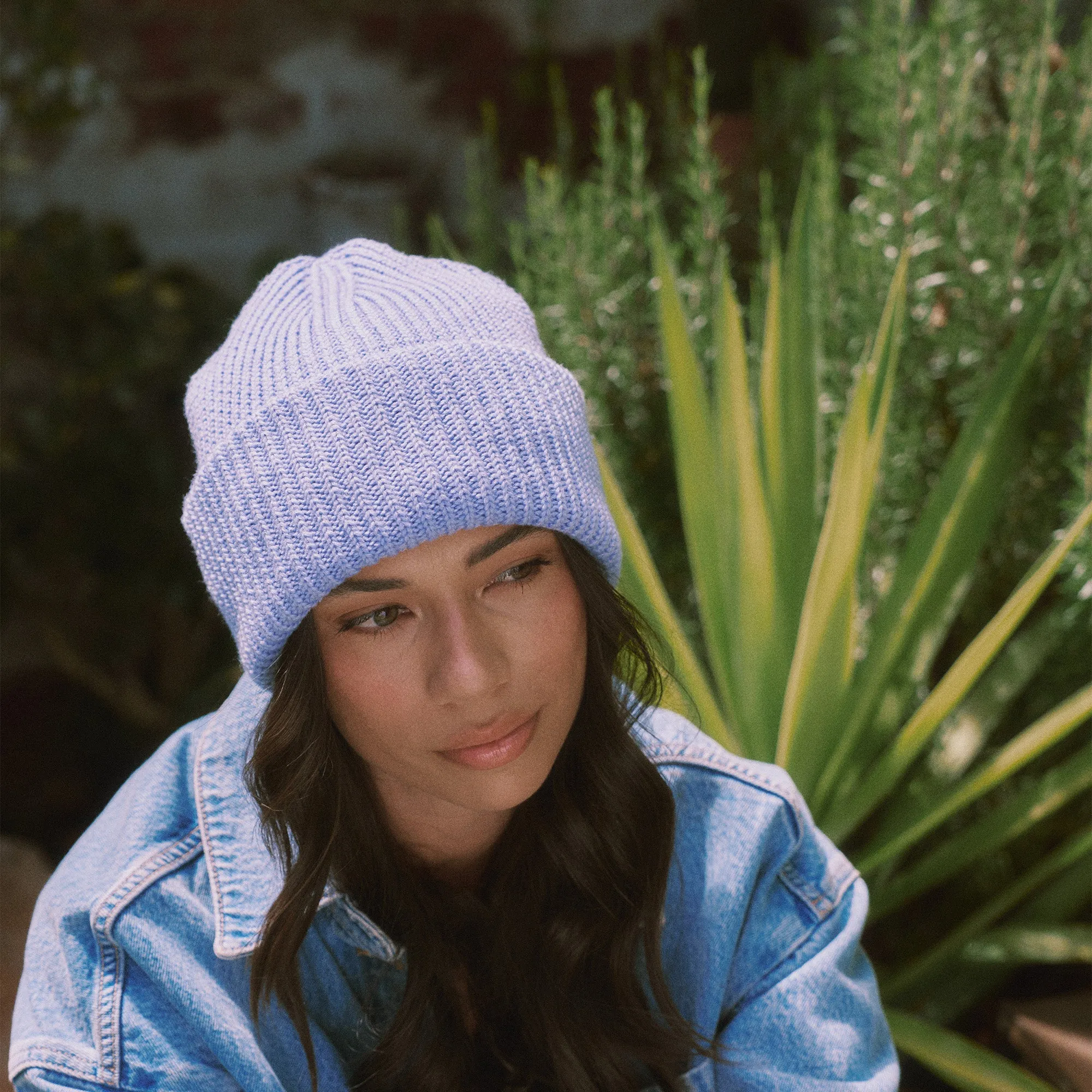 Celisa Recycled Polyester Beanie in Sky Blur