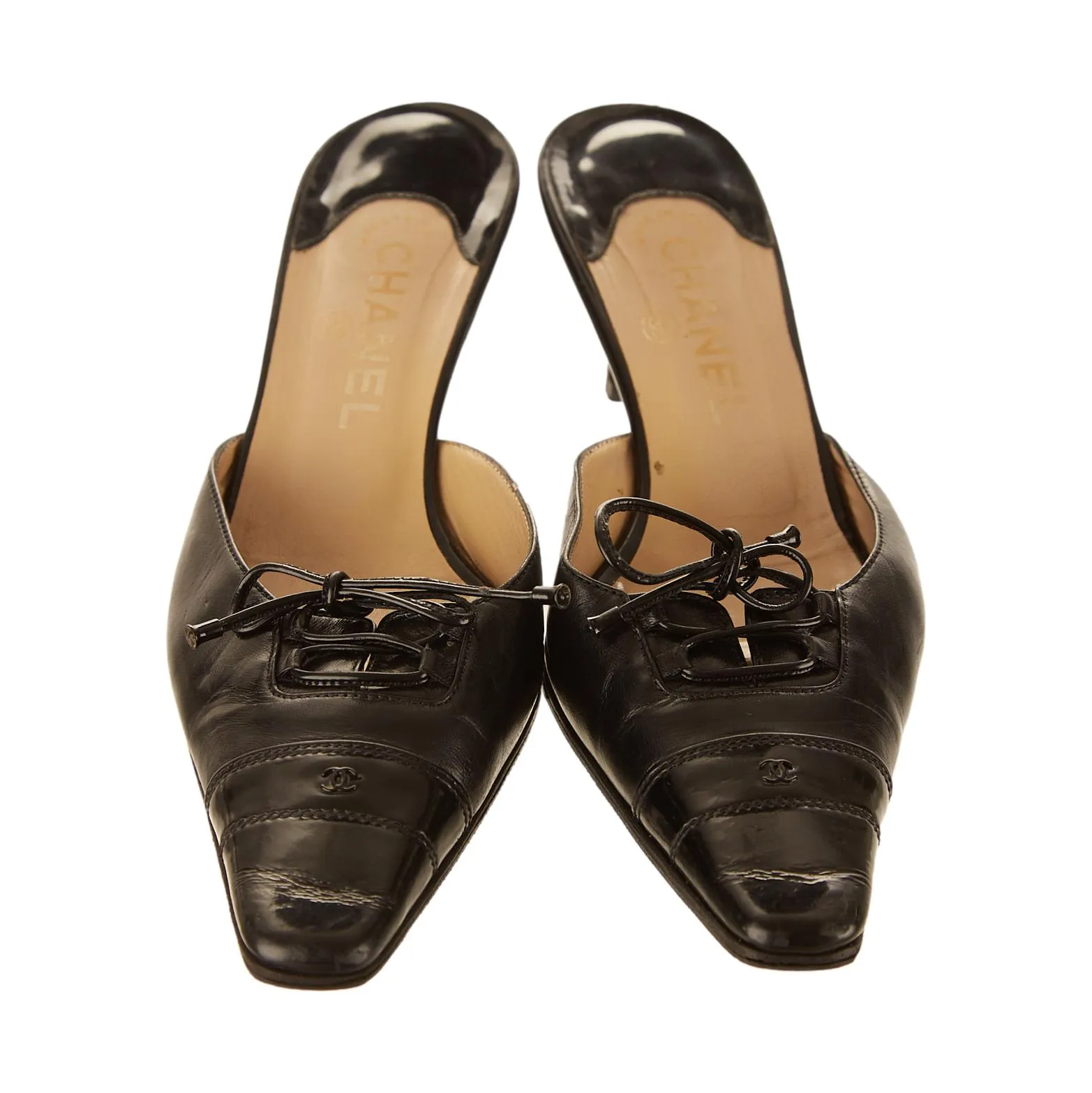 Chanel Black Logo Kitten Heels