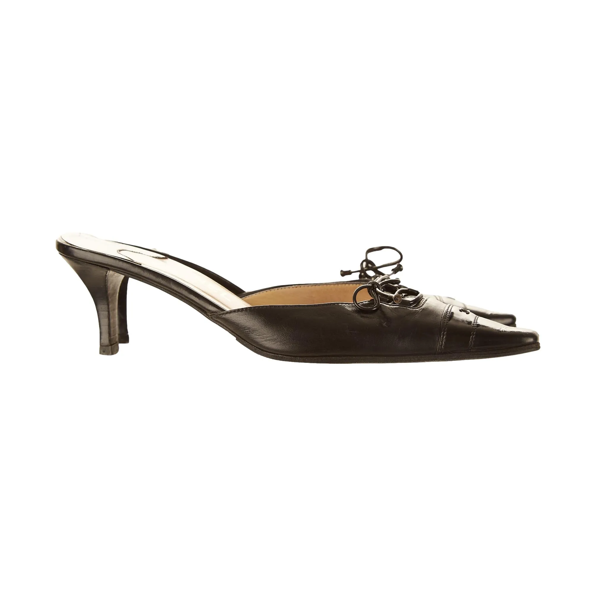Chanel Black Logo Kitten Heels