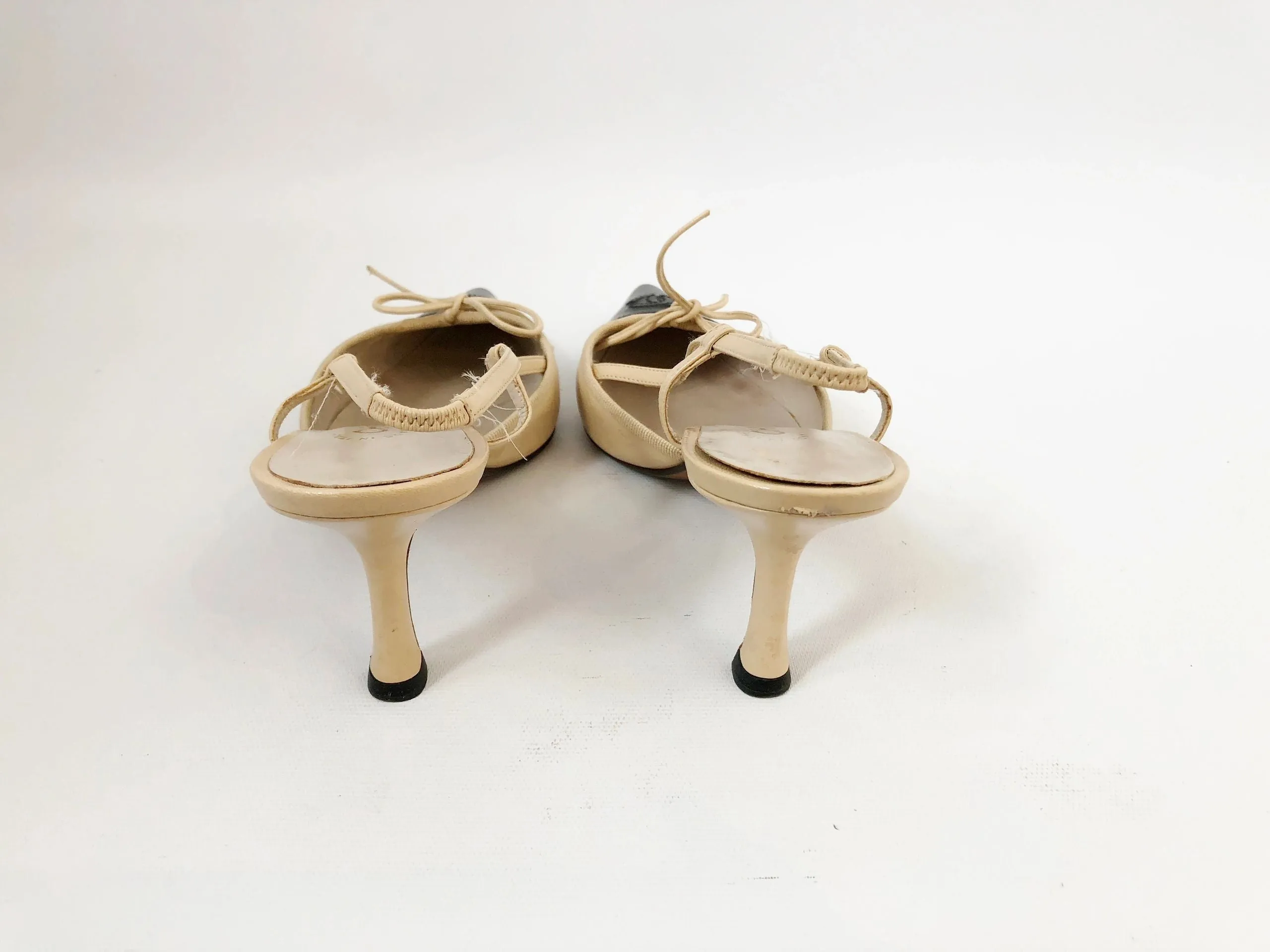 Chanel Cap-Toe Slingback Size 37.5 It (7.5 Us)