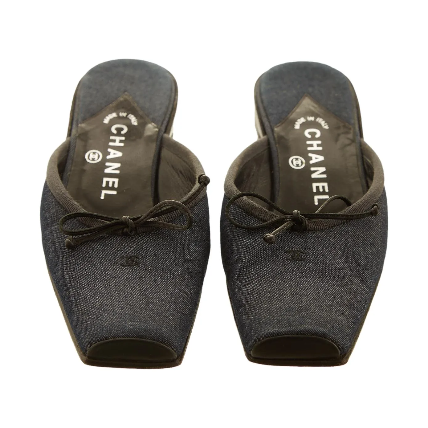 Chanel Denim Bow Kitten Heels
