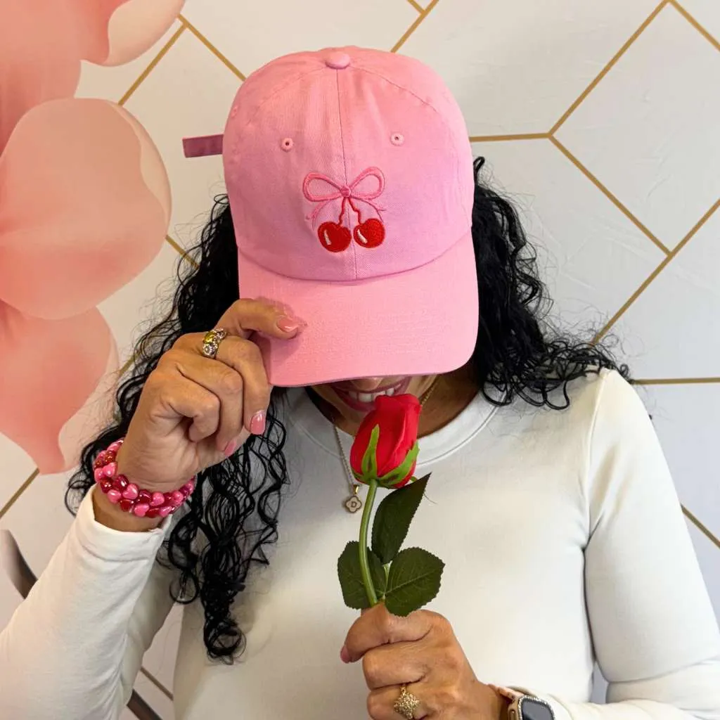 Cherry Bow Baseball Cap – Cute Bow Baseball Hat 🎀🍒