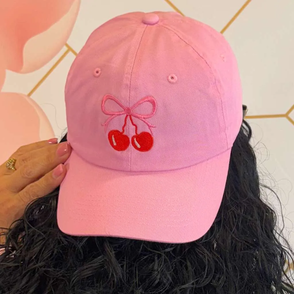 Cherry Bow Baseball Cap – Cute Bow Baseball Hat 🎀🍒