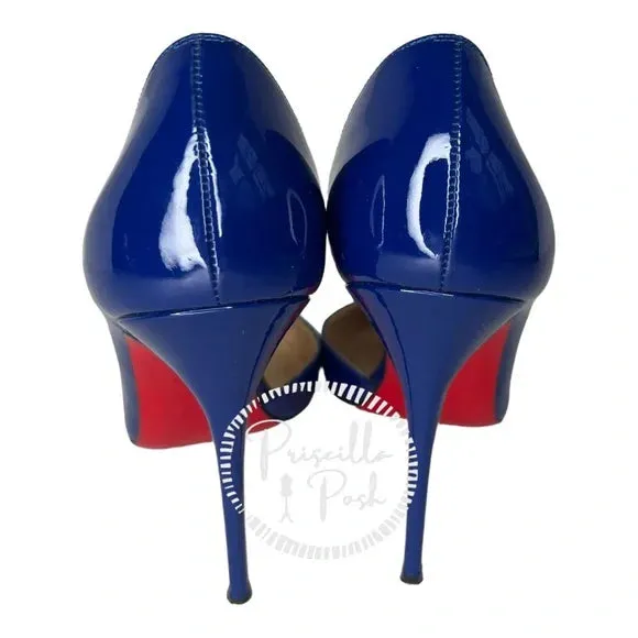 Christian Louboutin Iriza Patent Leather D'Orsay Pumps Blue Patent leather heels