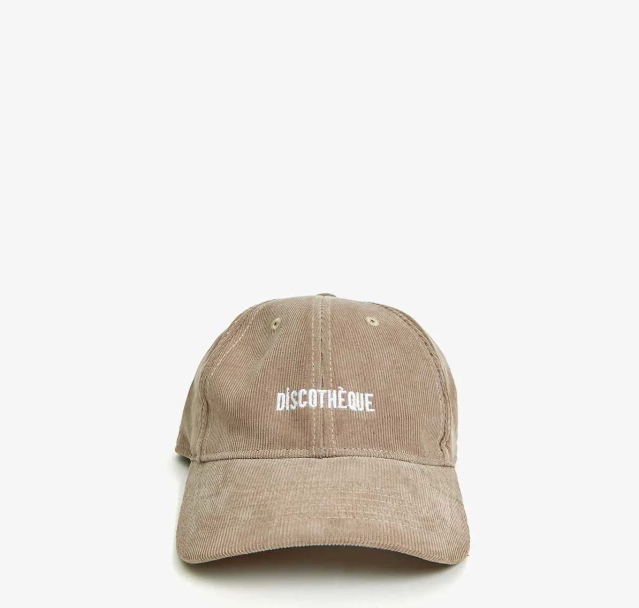 Clare V. Stone Corduroy w/ Cream Embroidered Petit Discothèque Baseball Hat
