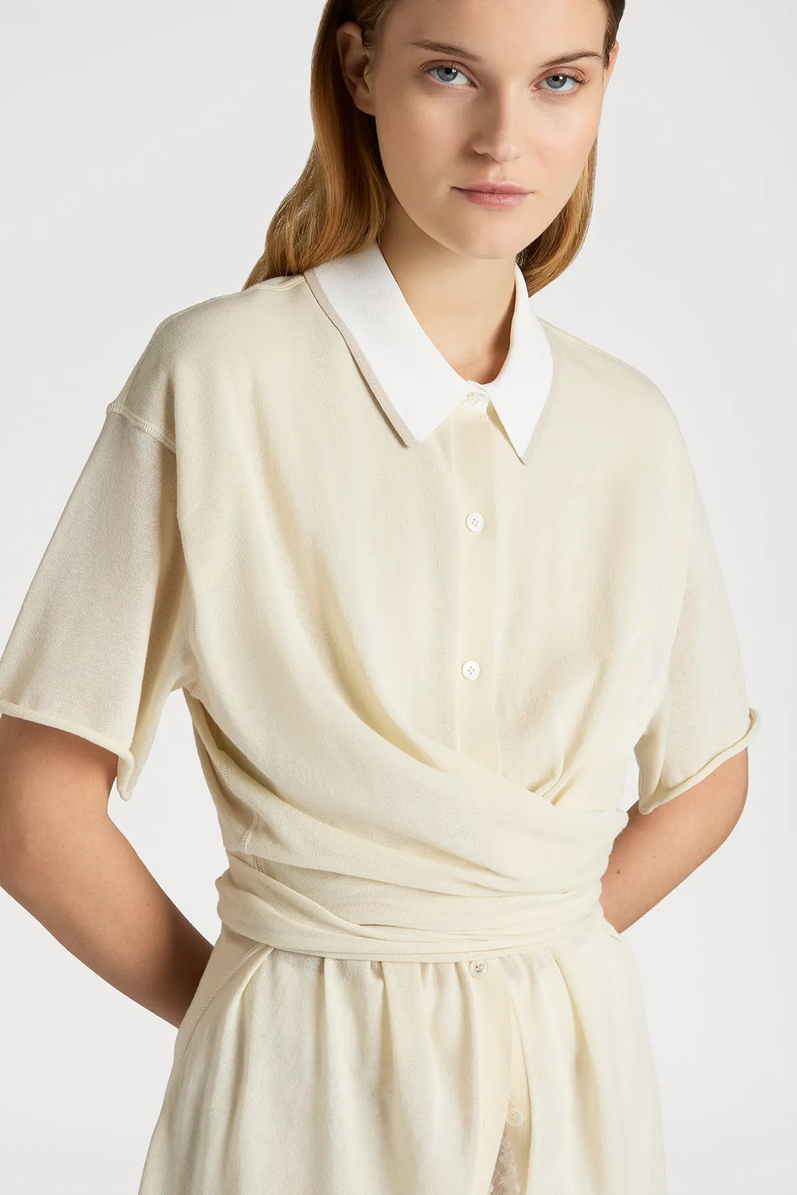 CLASSIC CREAM POLO SHIRT DRESS