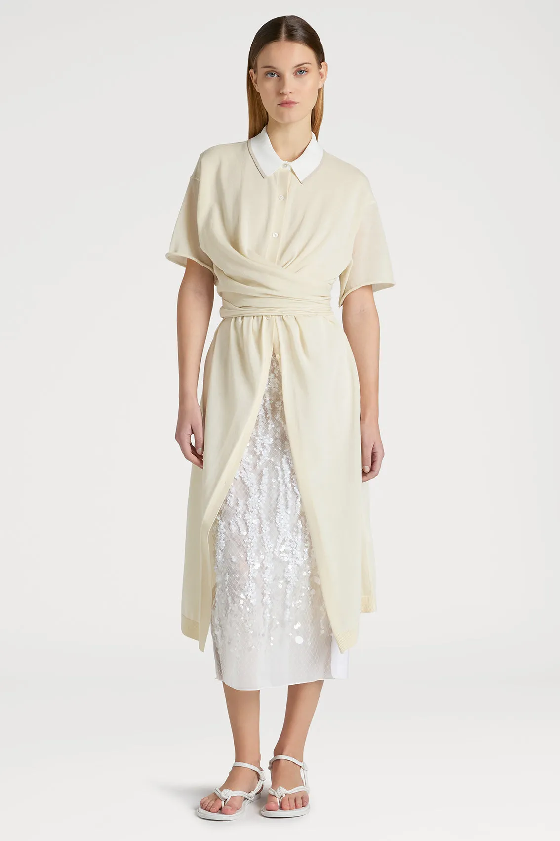 CLASSIC CREAM POLO SHIRT DRESS