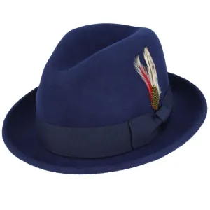Crushable C-Crown Trilby Hat - Navy | Wool Travel Hat