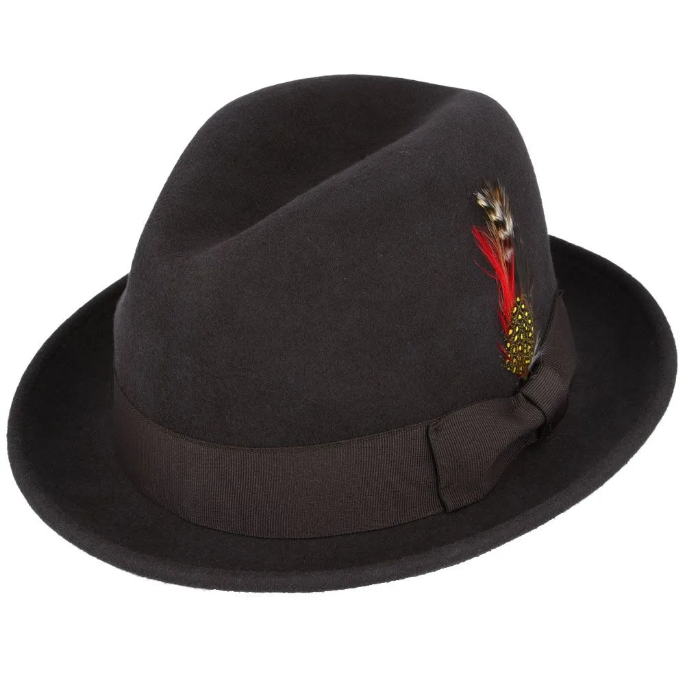Crushable C-Crown Trilby Hat - Navy | Wool Travel Hat