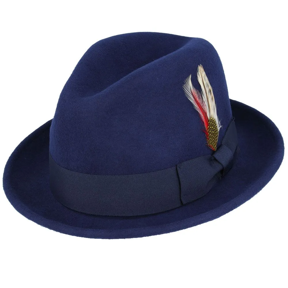 Crushable C-Crown Trilby Hat - Navy | Wool Travel Hat