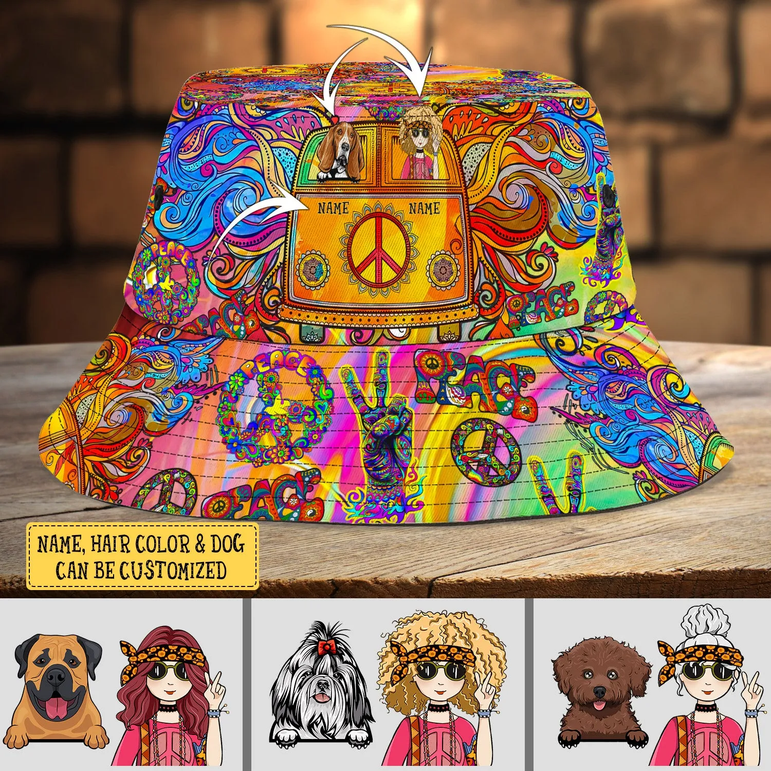 Custom Bucket Hat - Hippie - 514