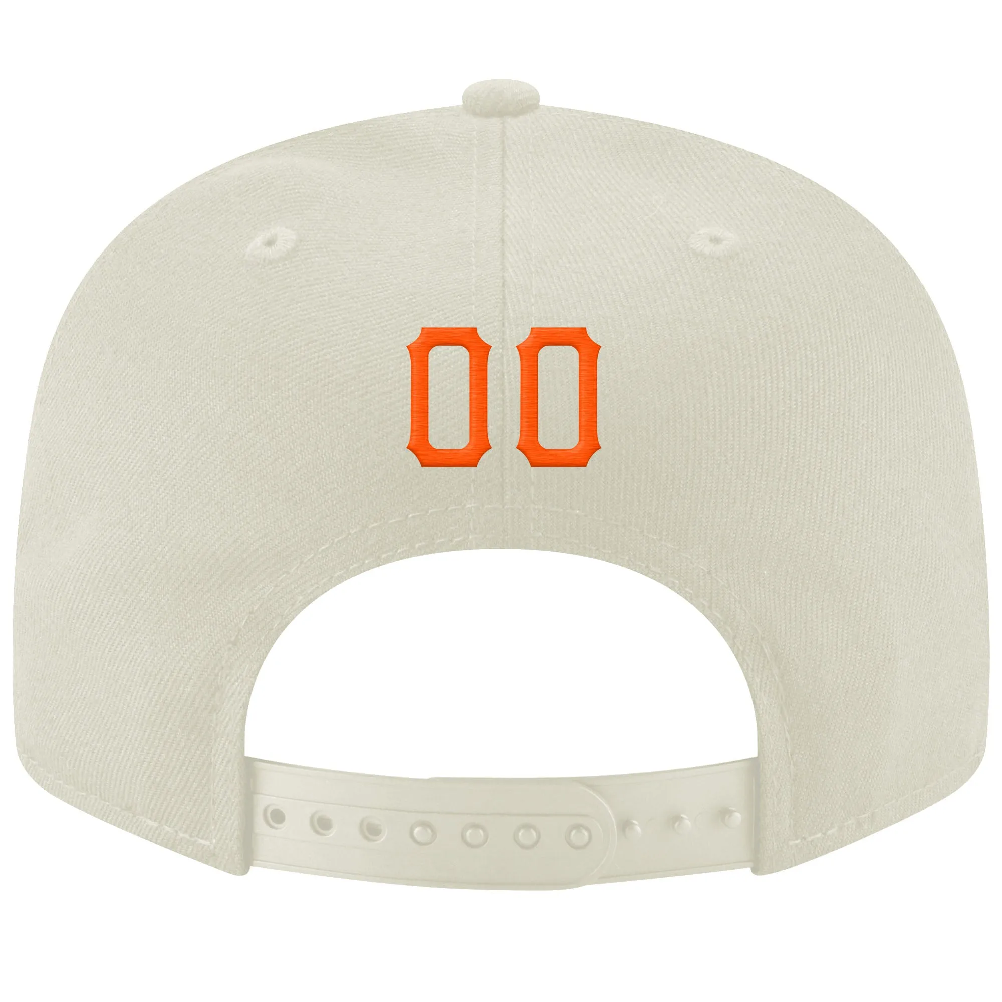 Custom Cream Orange-Black Stitched Adjustable Snapback Hat