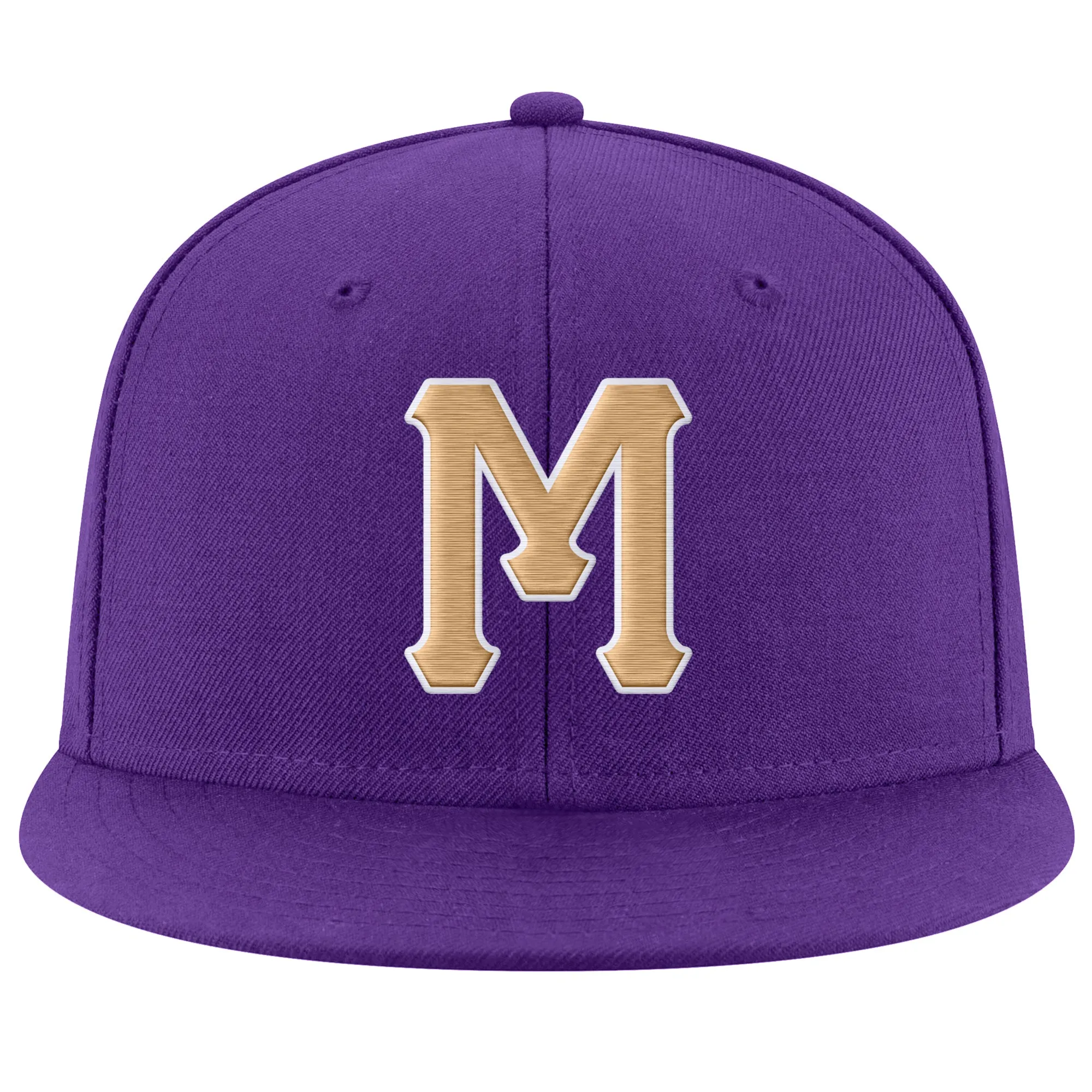 Custom Purple Old Gold-White Stitched Adjustable Snapback Hat