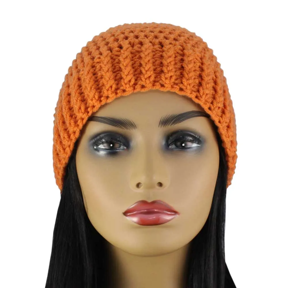 Dark Orange Crochet Slouch Beanie Hat Medium/Large - JMCH50ML