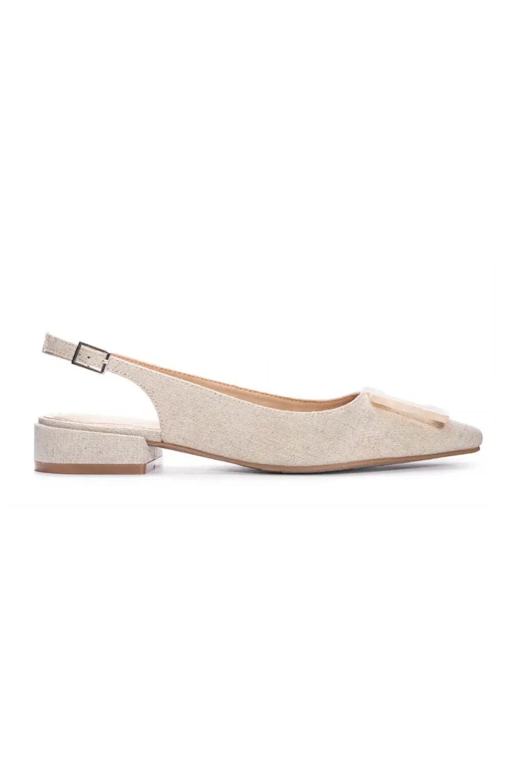 Dirty Laundry Sweetie Low Sling Back Pumped Heels for Women in Linen Natural | SWEETIE-LINEN
