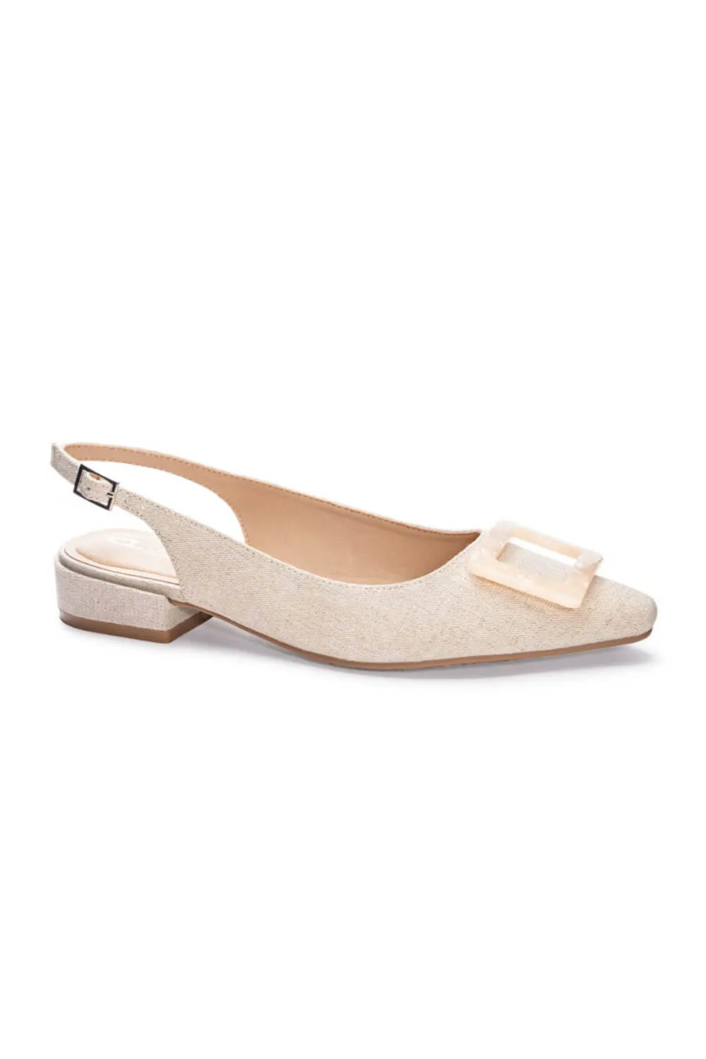 Dirty Laundry Sweetie Low Sling Back Pumped Heels for Women in Linen Natural | SWEETIE-LINEN