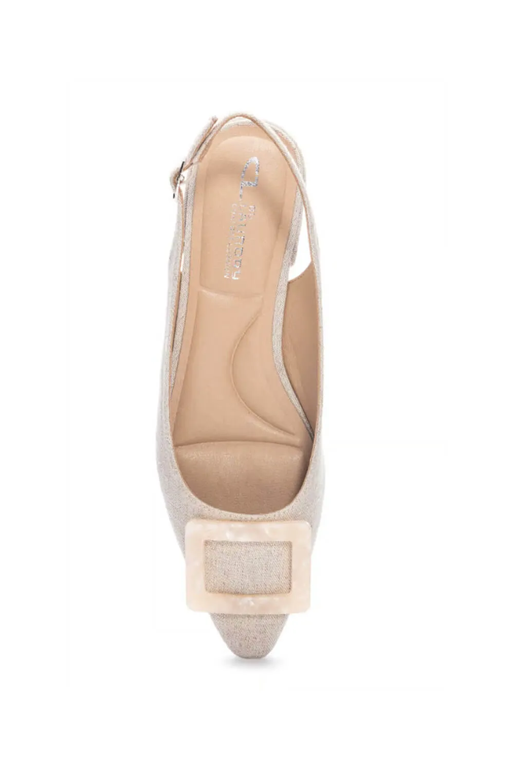 Dirty Laundry Sweetie Low Sling Back Pumped Heels for Women in Linen Natural | SWEETIE-LINEN