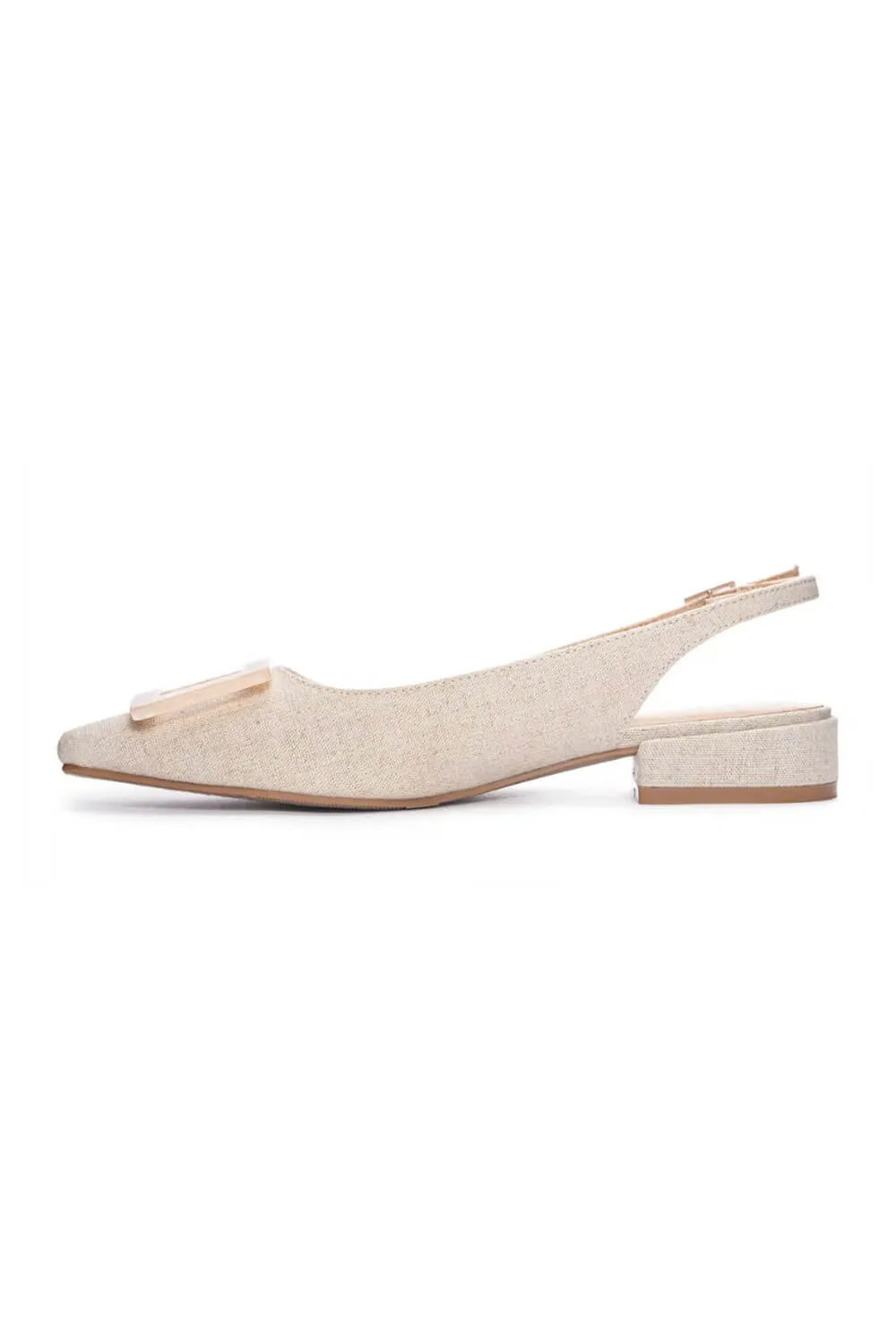 Dirty Laundry Sweetie Low Sling Back Pumped Heels for Women in Linen Natural | SWEETIE-LINEN