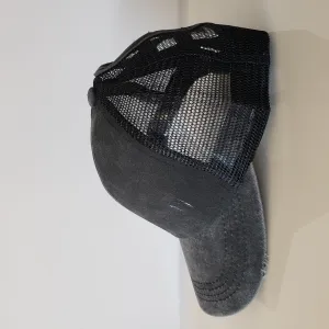 DISTRESSED Ponytail Baseball Hat - Criss Cross BLACK